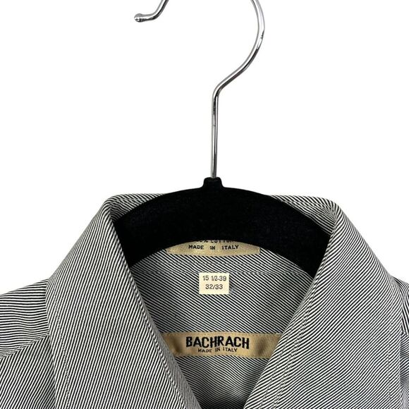 Bachrach Mens Shirt Button Up Stripe Long Sleeves‎ Gray Sz 32/33 15.5-39 - Picture 3 of 5